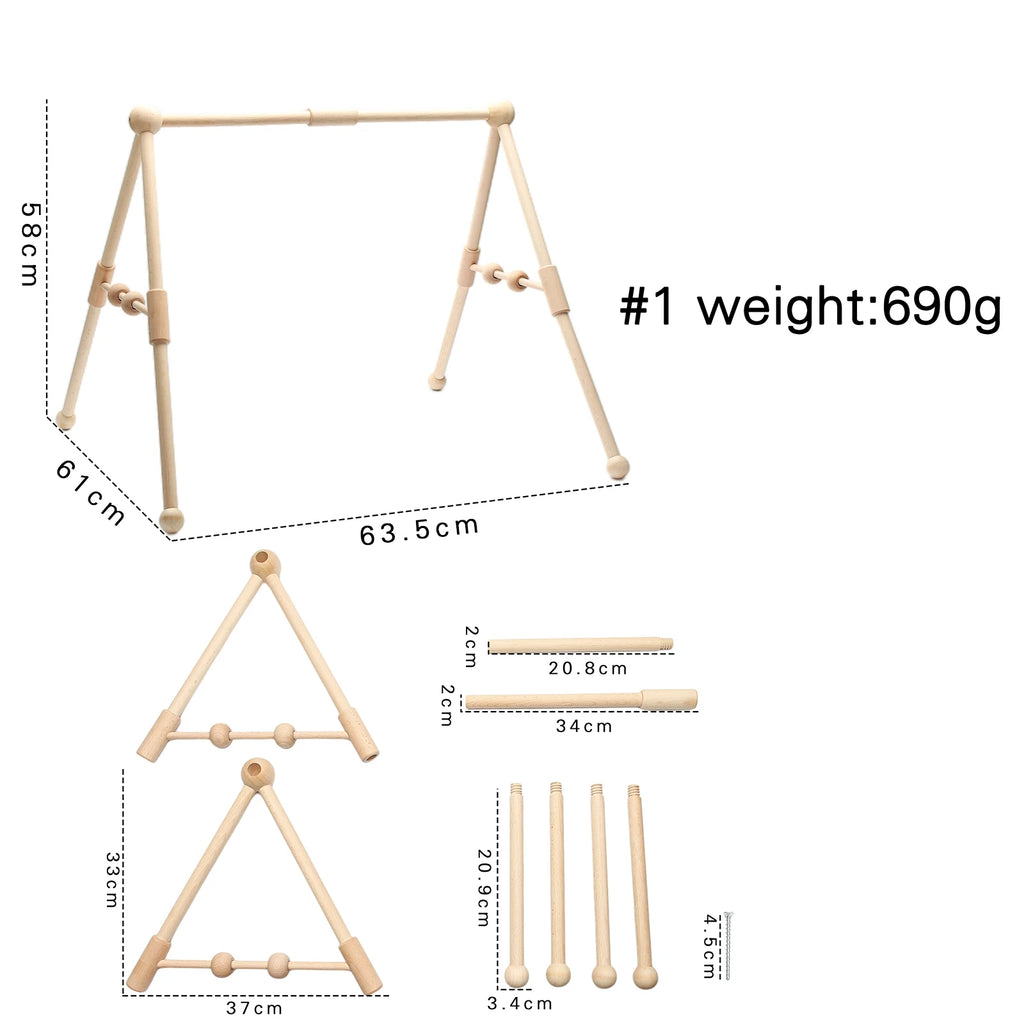 Portique gym Montessori en bois - variante support ours