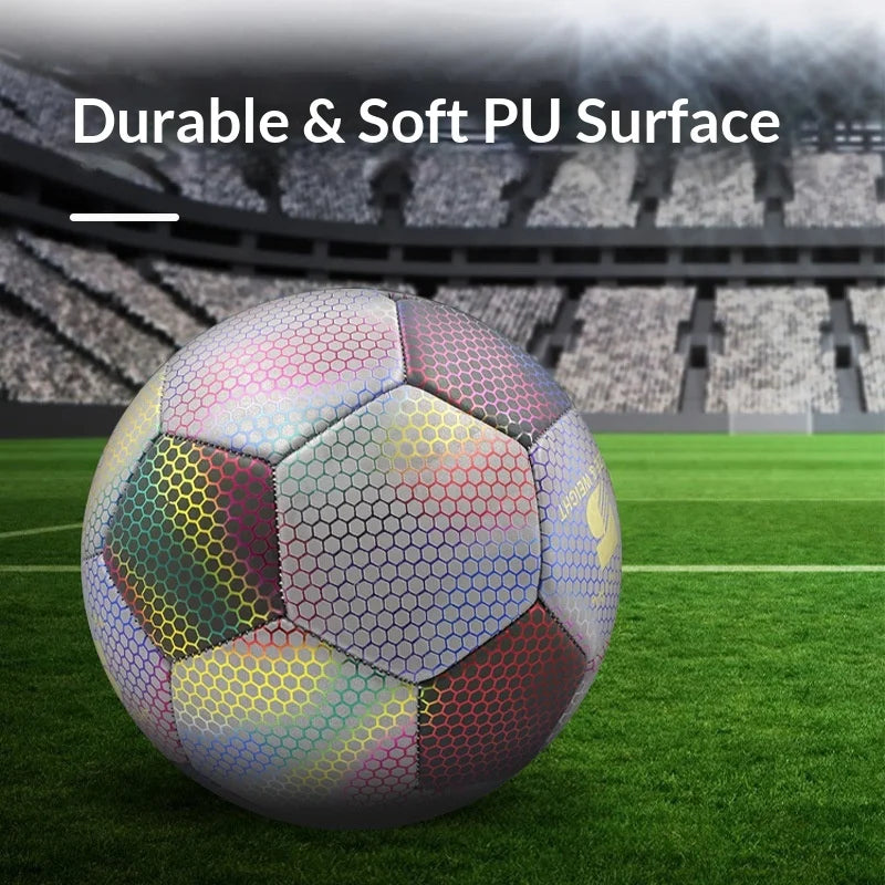 Ballon de Football Réfléchissant PU – Tailles 3, 4 & 5 Enfant / Adulte