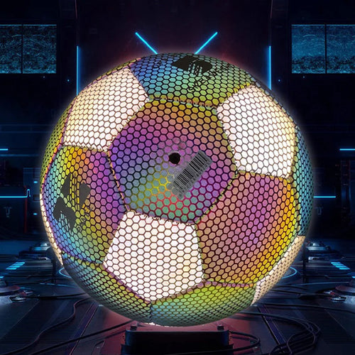 Ballon de Football Réfléchissant PU – Tailles 3, 4 & 5 Enfant / Adulte
