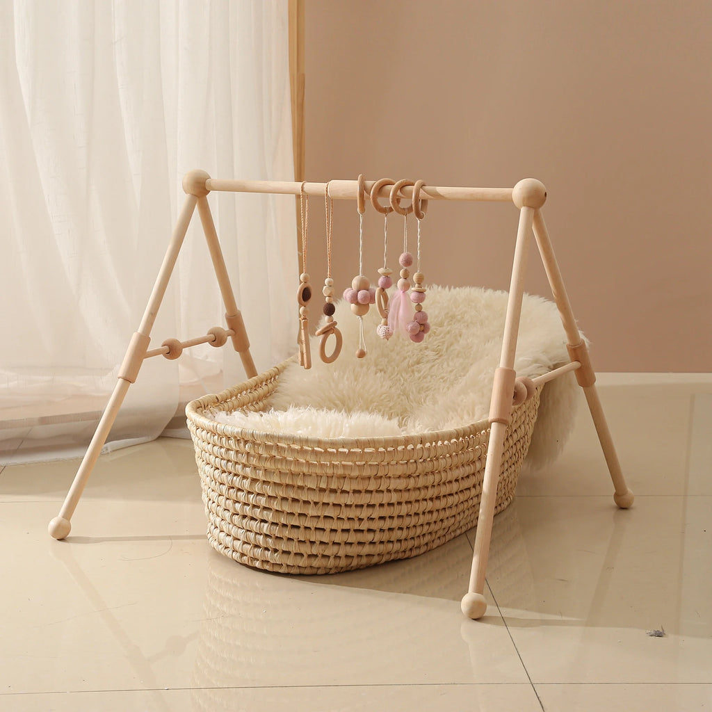 Portique gym Montessori en bois de hêtre pour bébé - vue principale