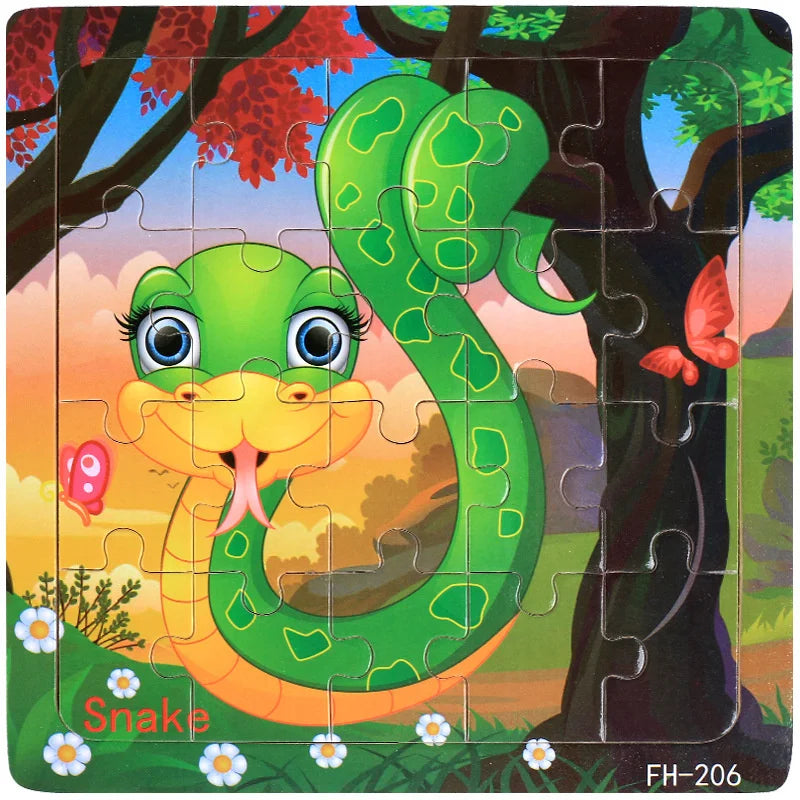 Puzzle Véhicules & Animaux Montessori – 20 Pièces en Bois 3-6 ans