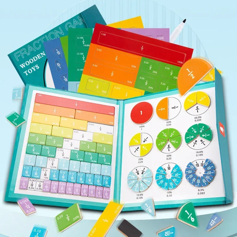 Livre Magnétique des Fractions Montessori – Maths en Bois pour Enfants