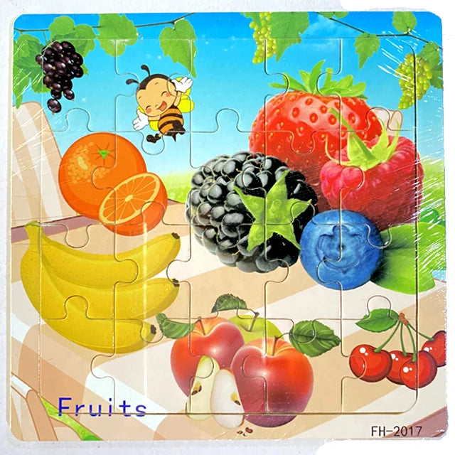 Puzzle Véhicules & Animaux Montessori – 20 Pièces en Bois 3-6 ans