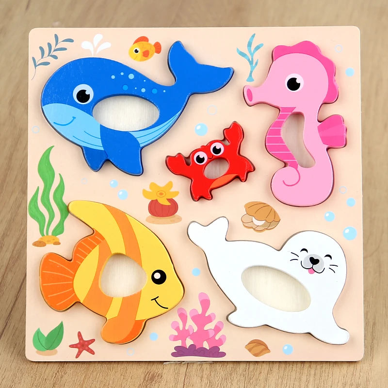 Puzzle Animaux 3D Montessori – Jeu Éducatif en Bois 2-6 ans