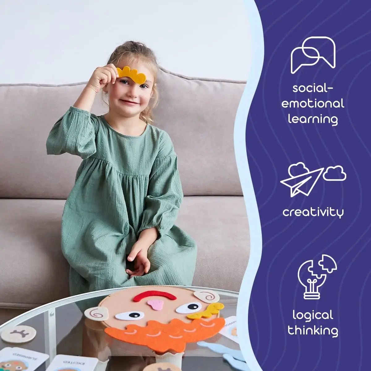 Jeu des Émotions Montessori – Plateau Sensoriel & Cartes Expressions