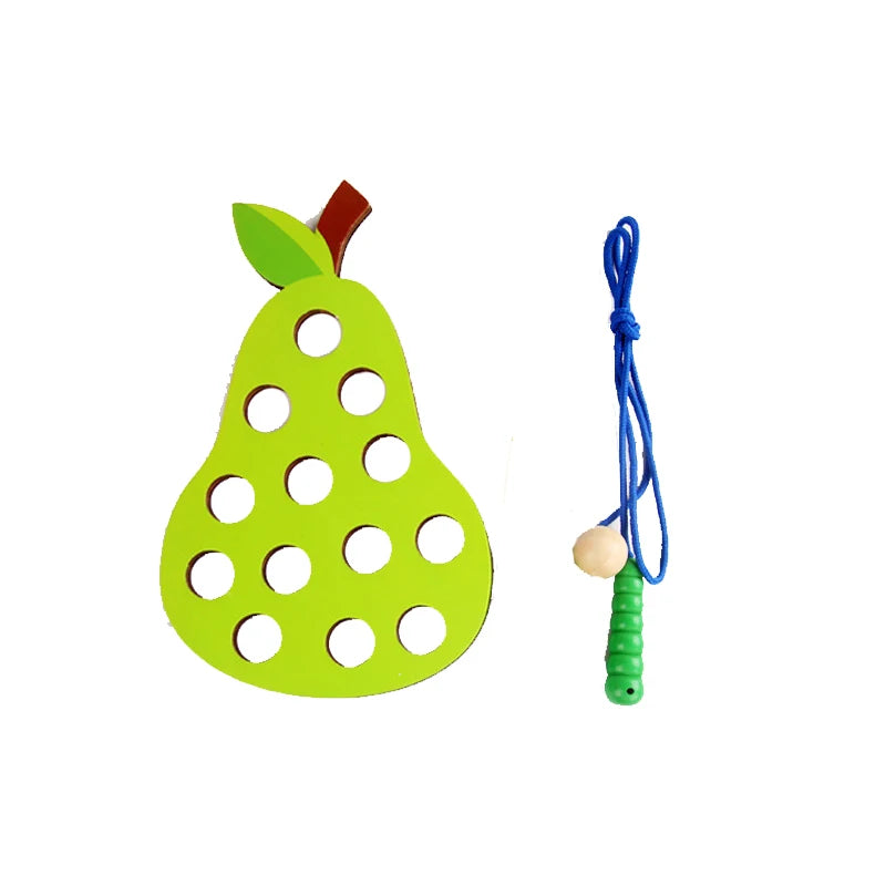 Jeu de Laçage Fruits Montessori – Motricité Fine en Bois