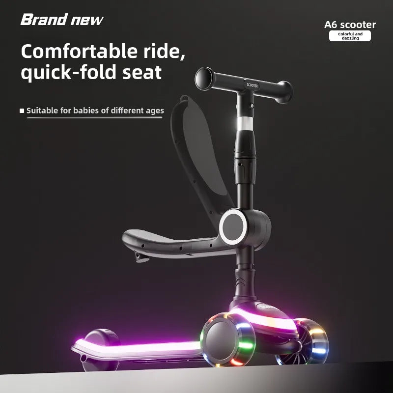 Trottinette 3-en-1 pour enfants – Plateau large, stable et sécurisé