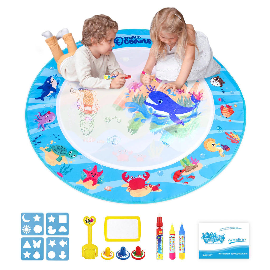 Tapis de Dessin Magique à l'Eau – Stylos Réutilisables Montessori