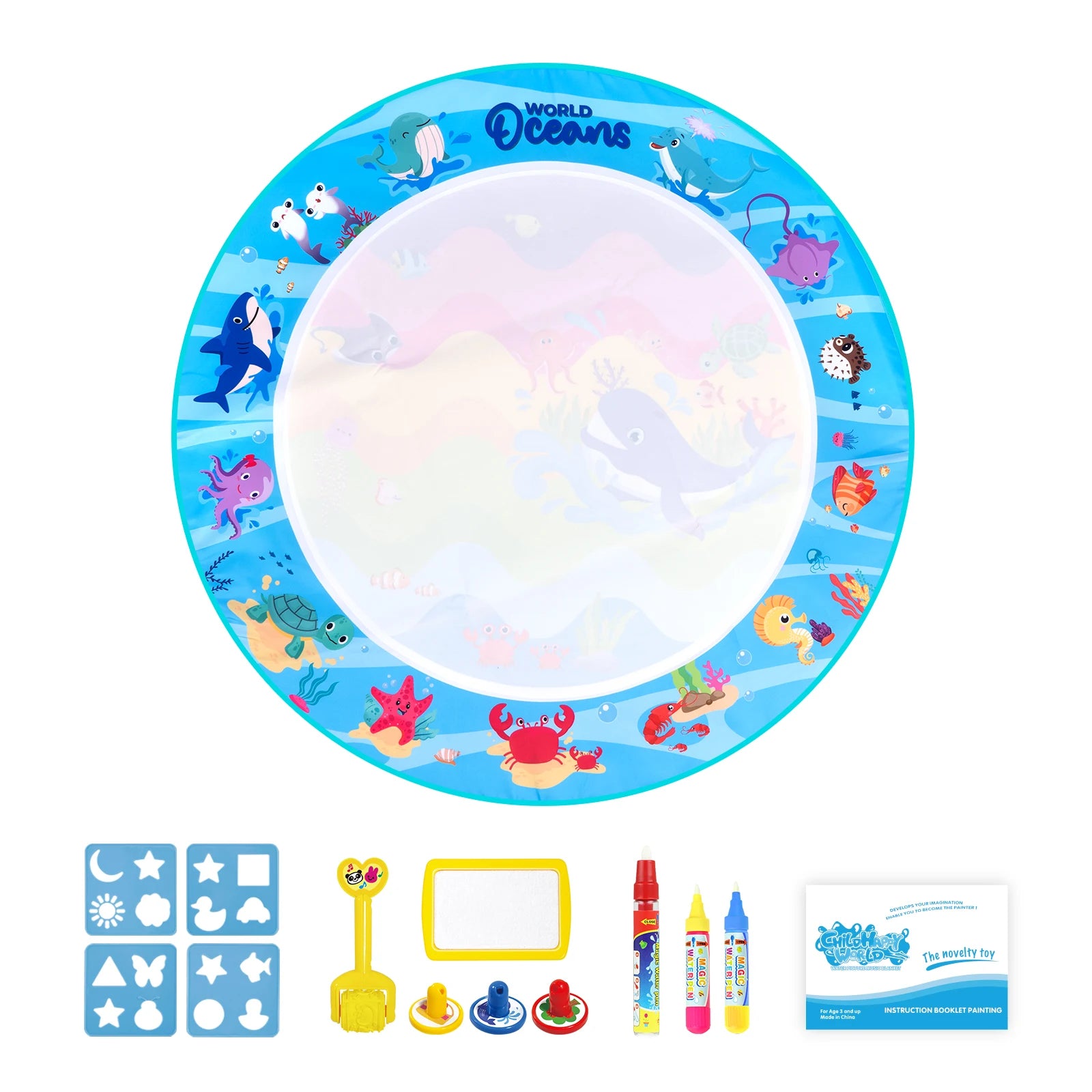 Tapis de Dessin Magique à l'Eau – Stylos Réutilisables Montessori