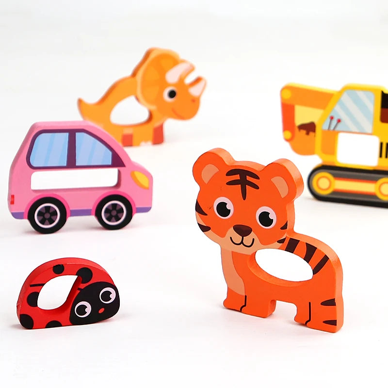 Puzzle Animaux 3D Montessori – Jeu Éducatif en Bois 2-6 ans