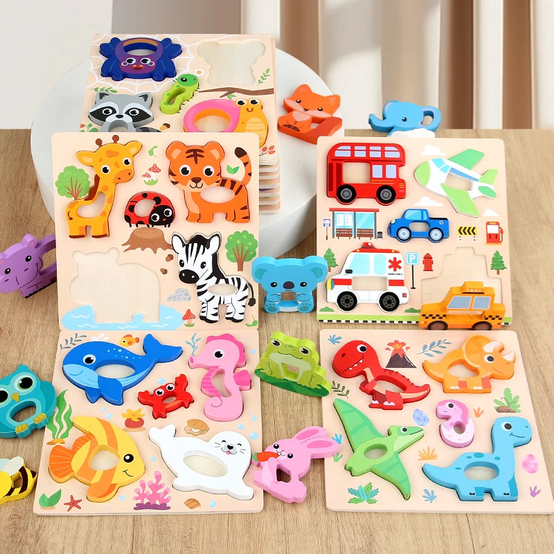 Puzzle Animaux 3D Montessori – Jeu Éducatif en Bois 2-6 ans