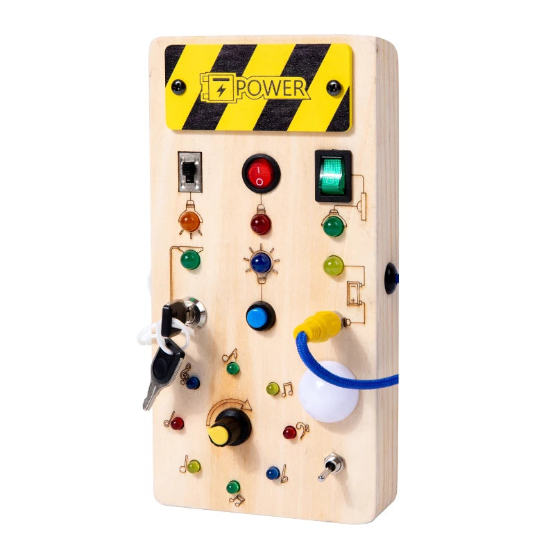 Tableau d'Éveil Montessori LED en Bois – Bébé 0-3 ans