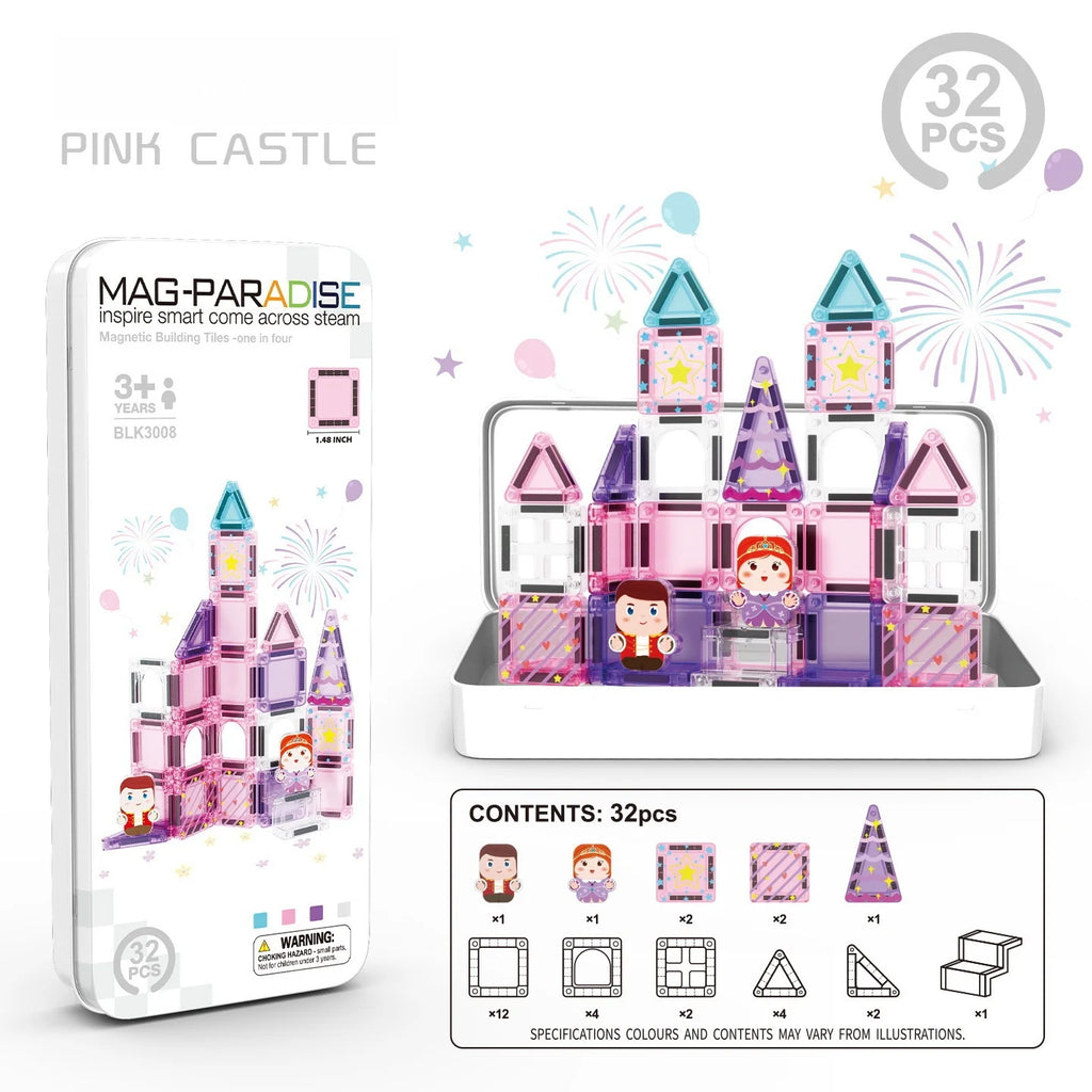 Montessori Magnetic Building Tiles 3-8 Years Old