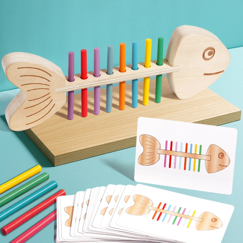 Montessori Color Matching Sensory Toys Wooden Balance Stick Fine Training Game Puzzle Toy For Boys Girls Birthday  Gift