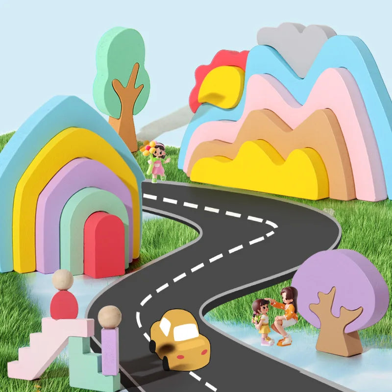 Arc-en-Ciel Empilable Montessori – Jouet en Bois Éducatif 1-4 ans
