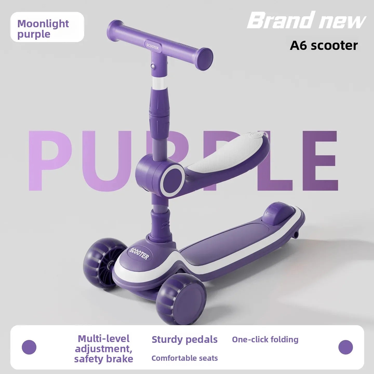 Trottinette 3-en-1 pour enfants – Plateau large, stable et sécurisé