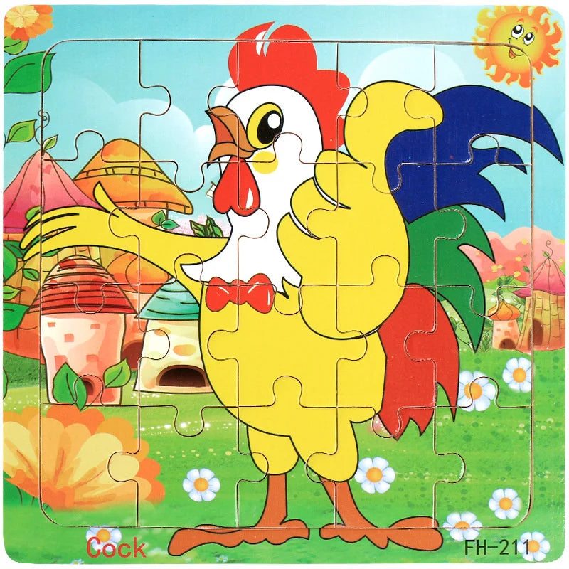 Puzzle Véhicules & Animaux Montessori – 20 Pièces en Bois 3-6 ans