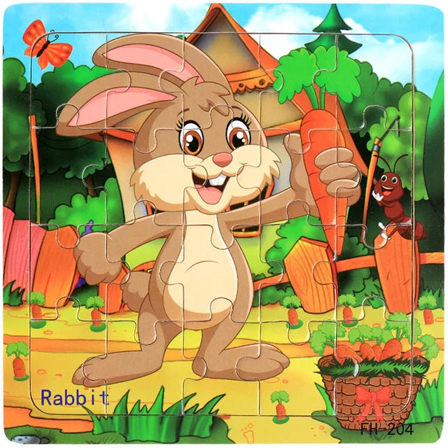 Puzzle Véhicules & Animaux Montessori – 20 Pièces en Bois 3-6 ans