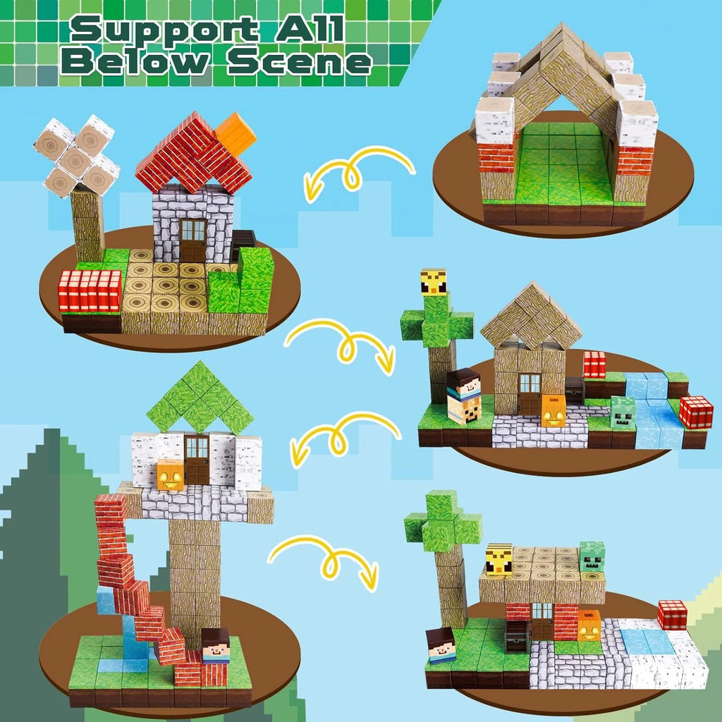 Blocs Magnétiques de Construction Montessori – Univers Forêt & Maison