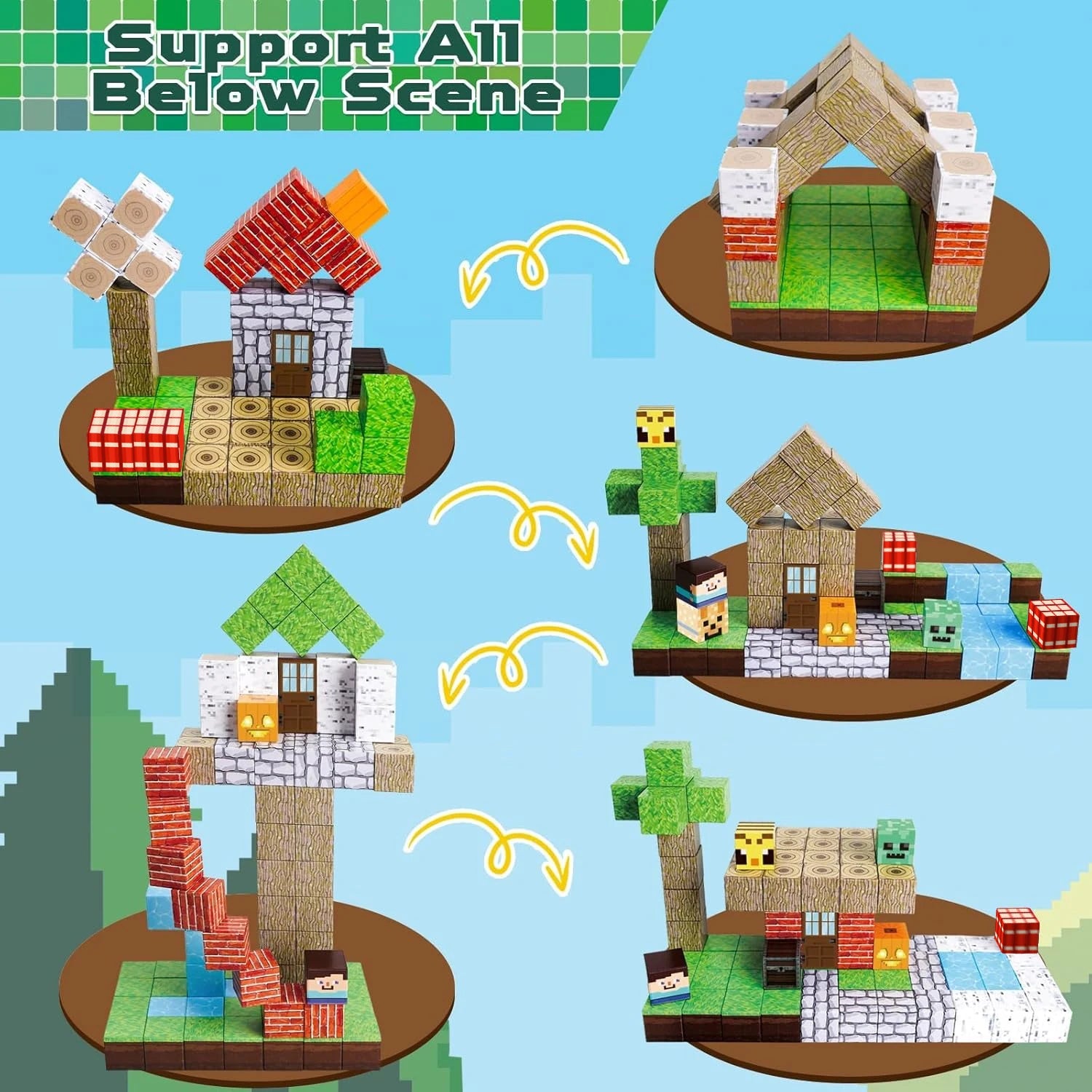 Blocs Magnétiques de Construction Montessori – Univers Forêt & Maison