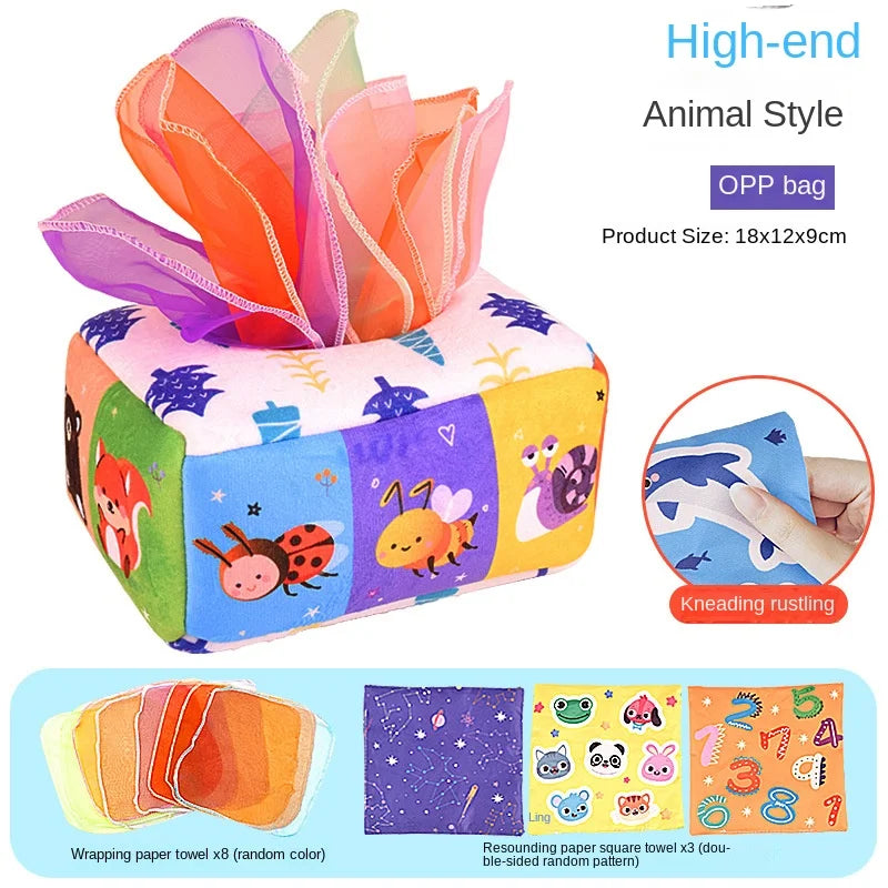 Boîte à mouchoirs sensorielle Montessori - textures variées