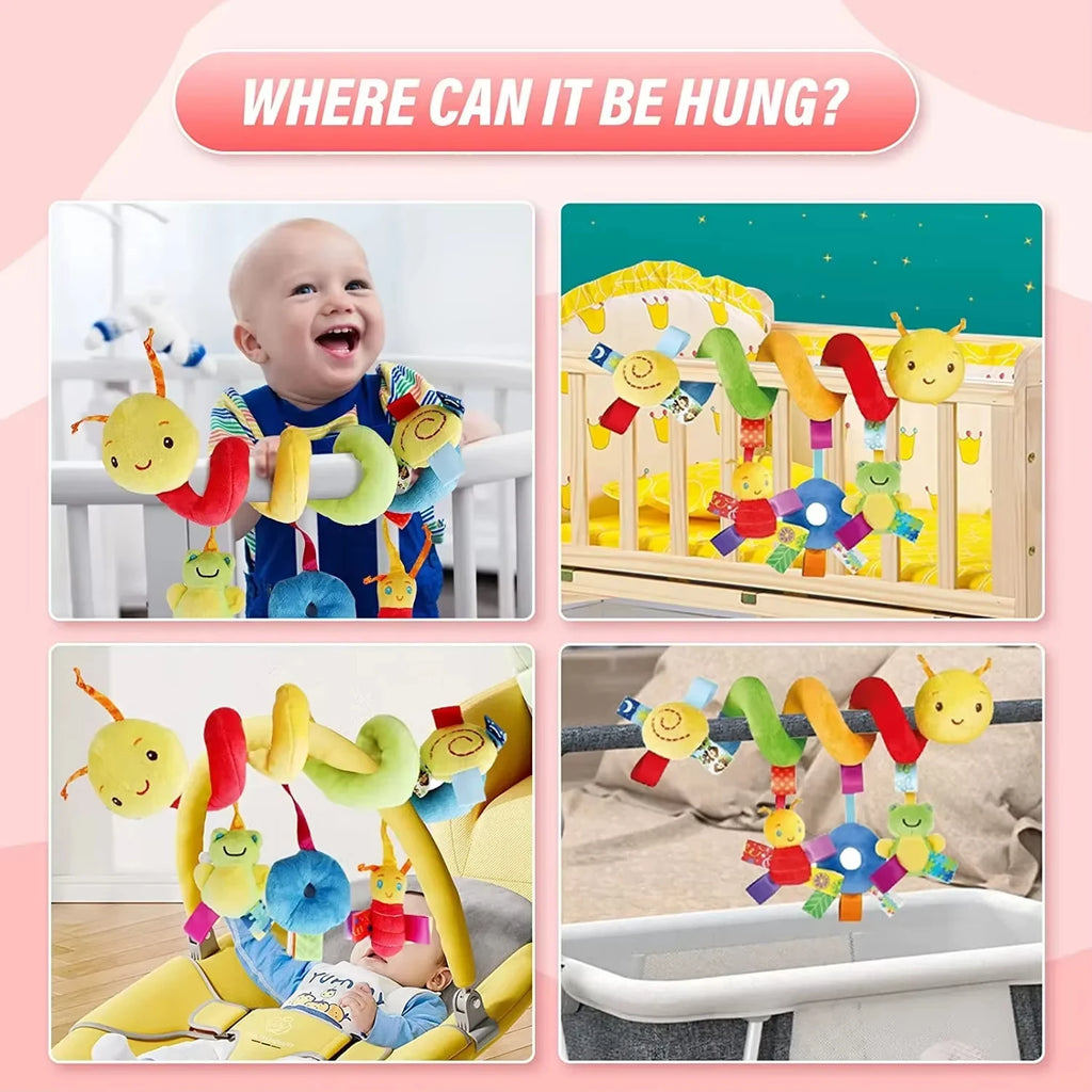 Jouet spirale hochet musical bébé - détail du tissu doux