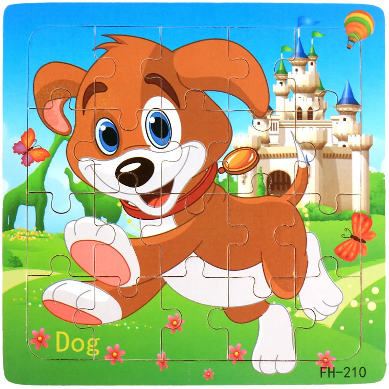 Puzzle Véhicules & Animaux Montessori – 20 Pièces en Bois 3-6 ans