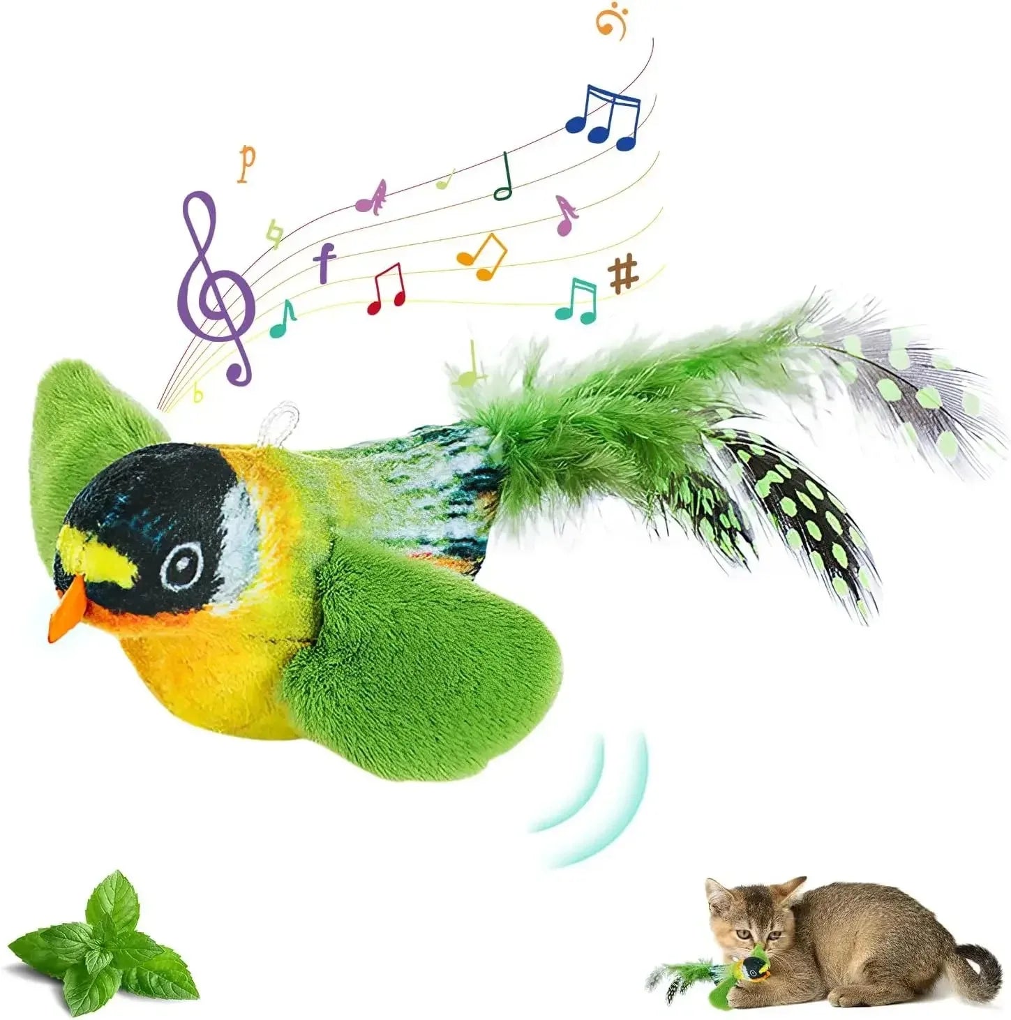Jouet Chat Interactif – Corde Élastique avec Chant d'Oiseau