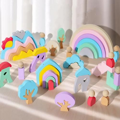Arc-en-Ciel Empilable Montessori – Jouet en Bois Éducatif 1-4 ans