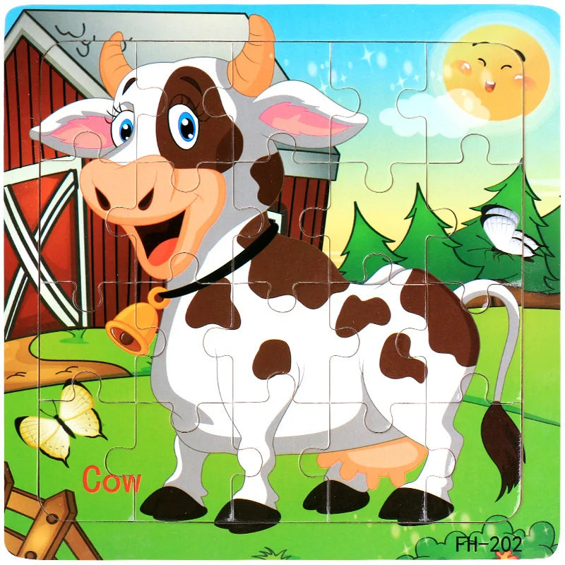 Puzzle Véhicules & Animaux Montessori – 20 Pièces en Bois 3-6 ans