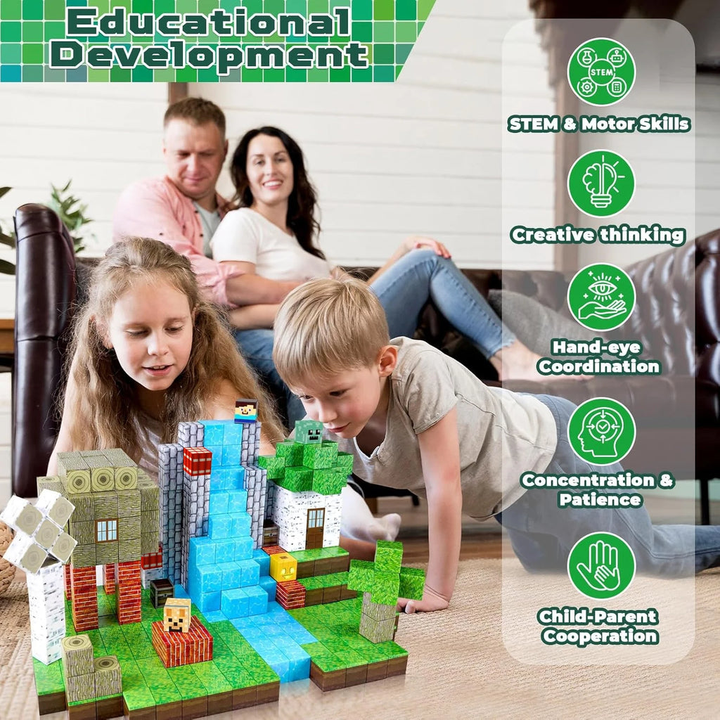 Blocs Magnétiques de Construction Montessori – Univers Forêt & Maison