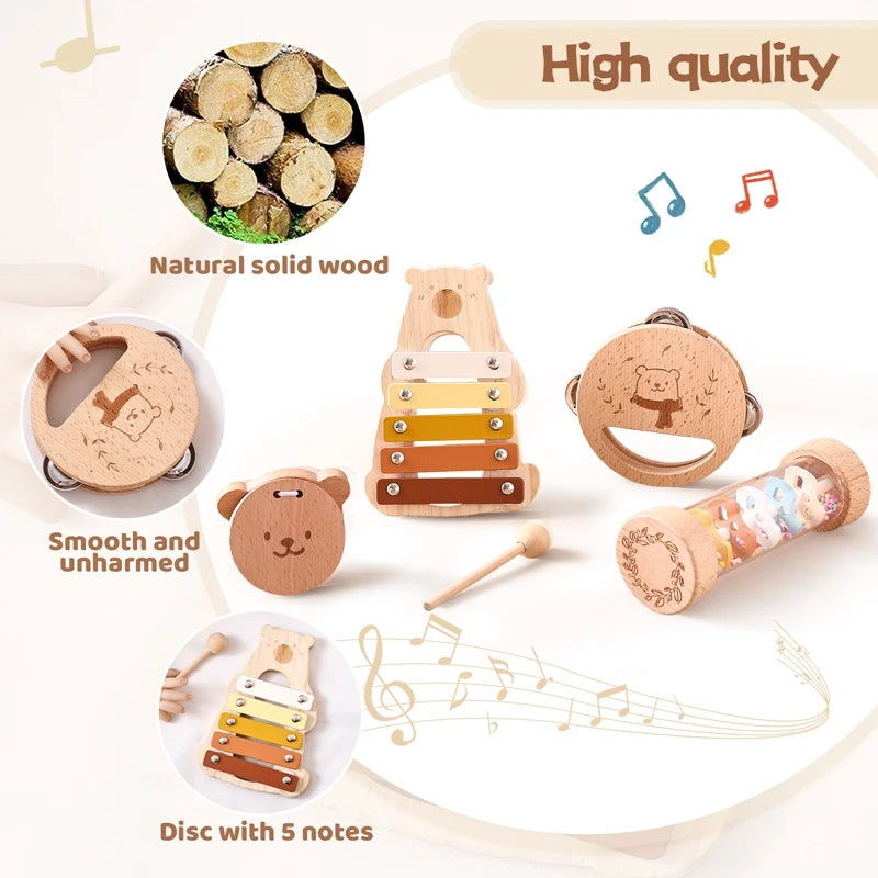Xylophone en Bois Montessori – Instrument Musical Bébé 6 mois-3 ans