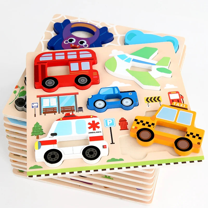 Puzzle Animaux 3D Montessori – Jeu Éducatif en Bois 2-6 ans