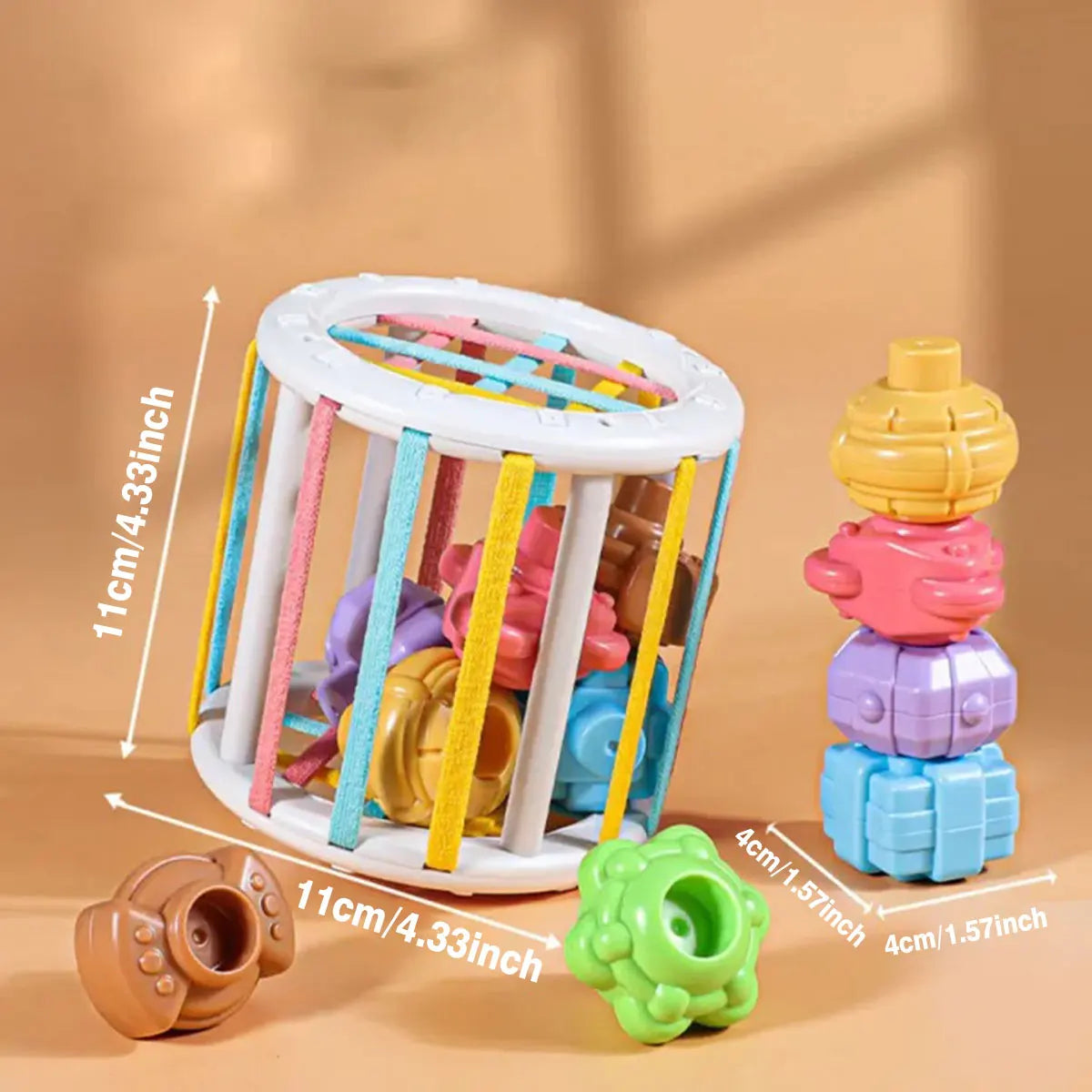 Jouets Sensoriels Montessori – Tri de Formes & Blocs Colorés 18 mois+