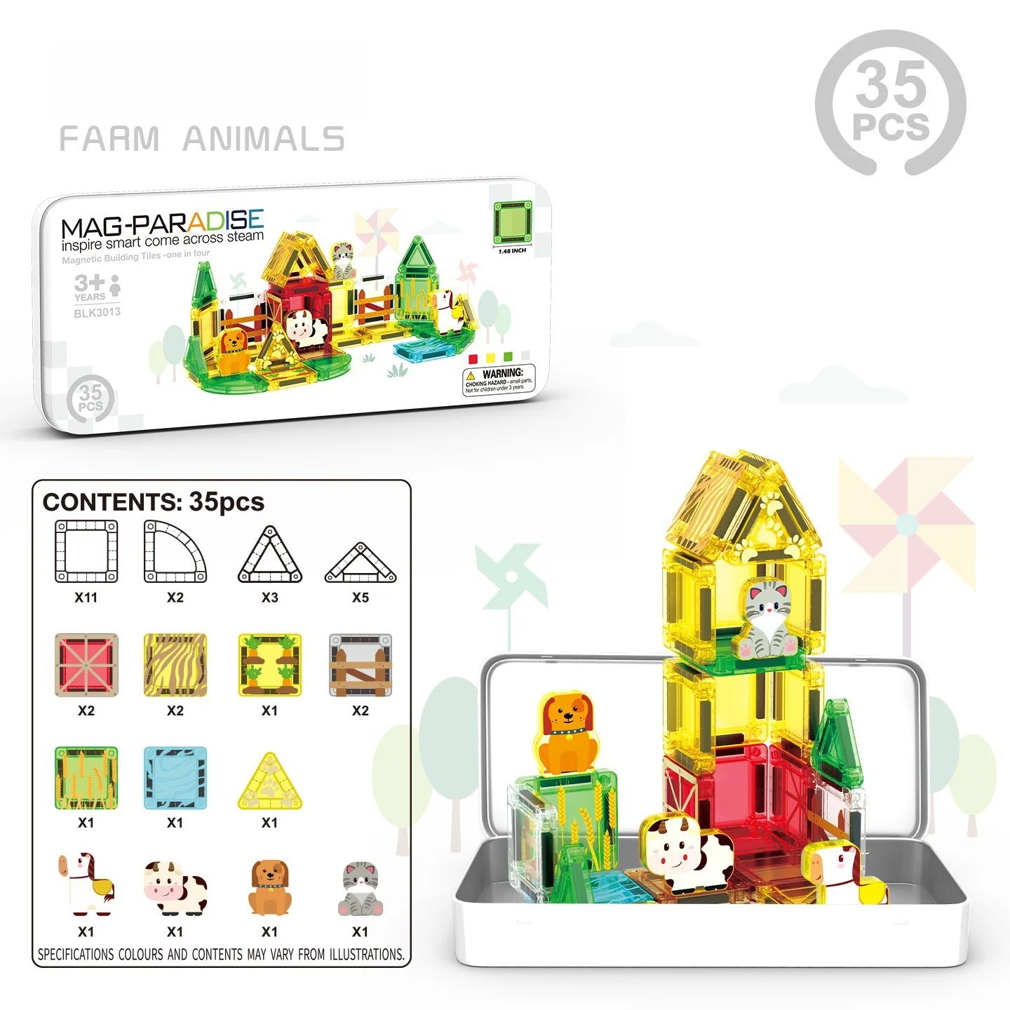 Tuiles Magnétiques de Construction Montessori 3-8 ans