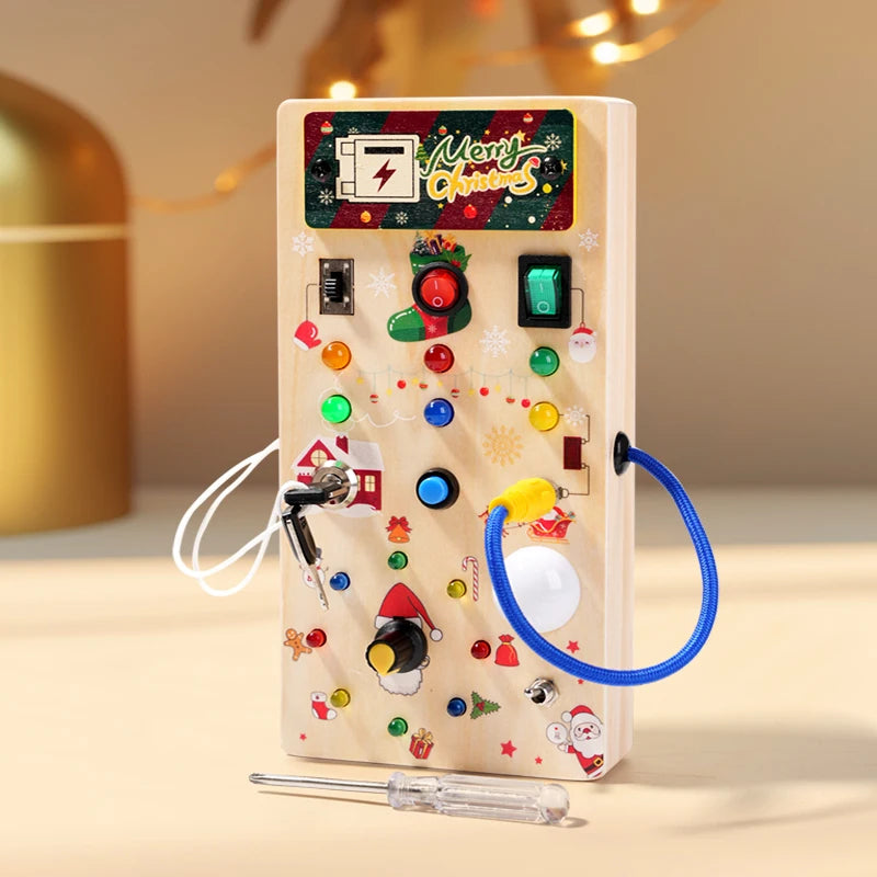 Tableau d'Éveil Montessori LED en Bois – Bébé 0-3 ans