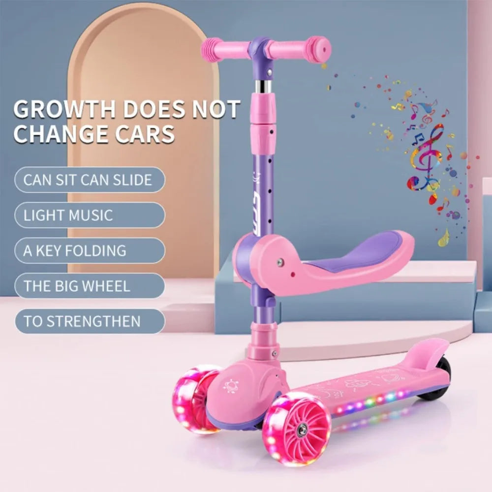Trottinette 2-en-1 pour enfants – 3 roues, assise ou debout, hauteur réglable