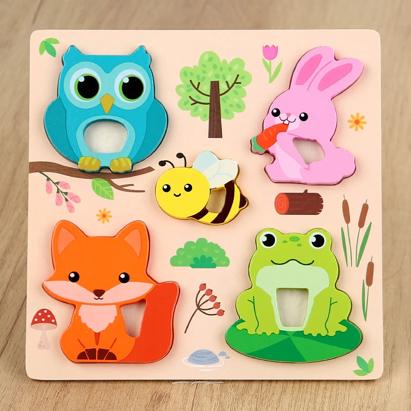 Puzzle Animaux 3D Montessori – Jeu Éducatif en Bois 2-6 ans