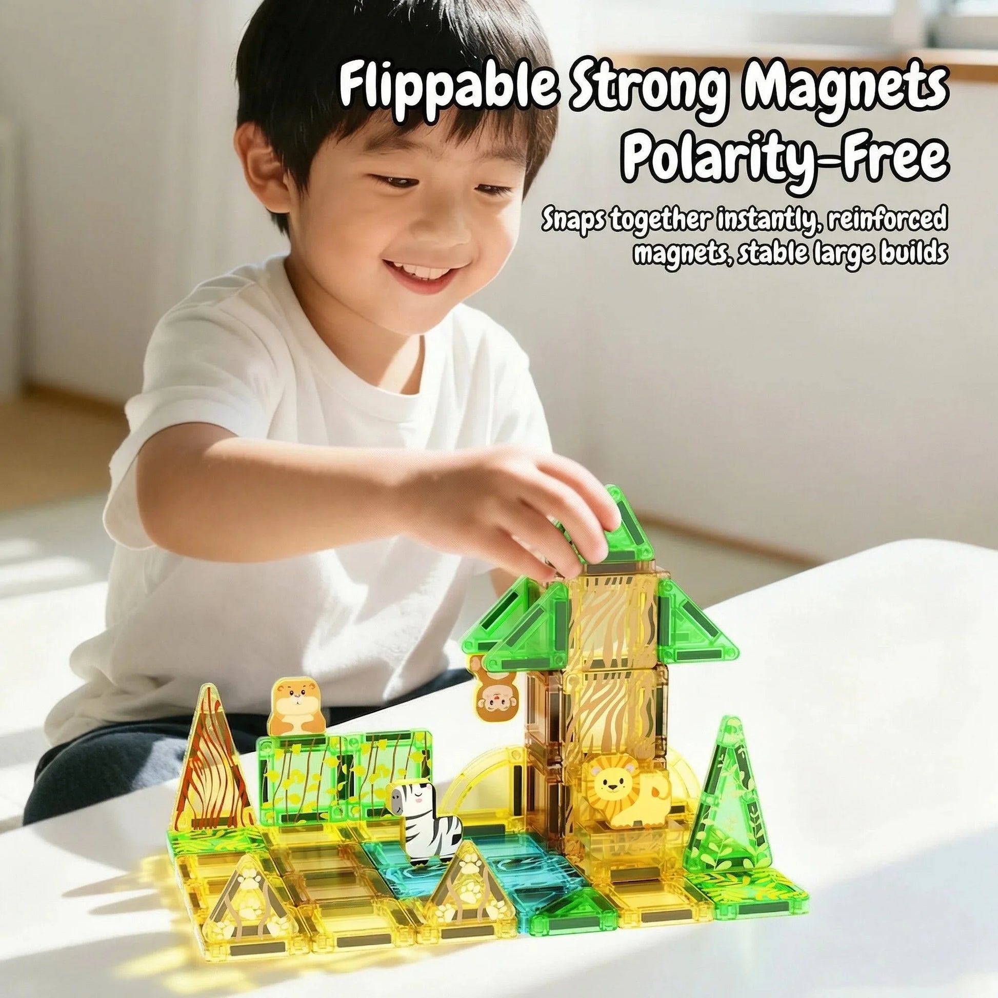 Tuiles Magnétiques de Construction Montessori 3-8 ans
