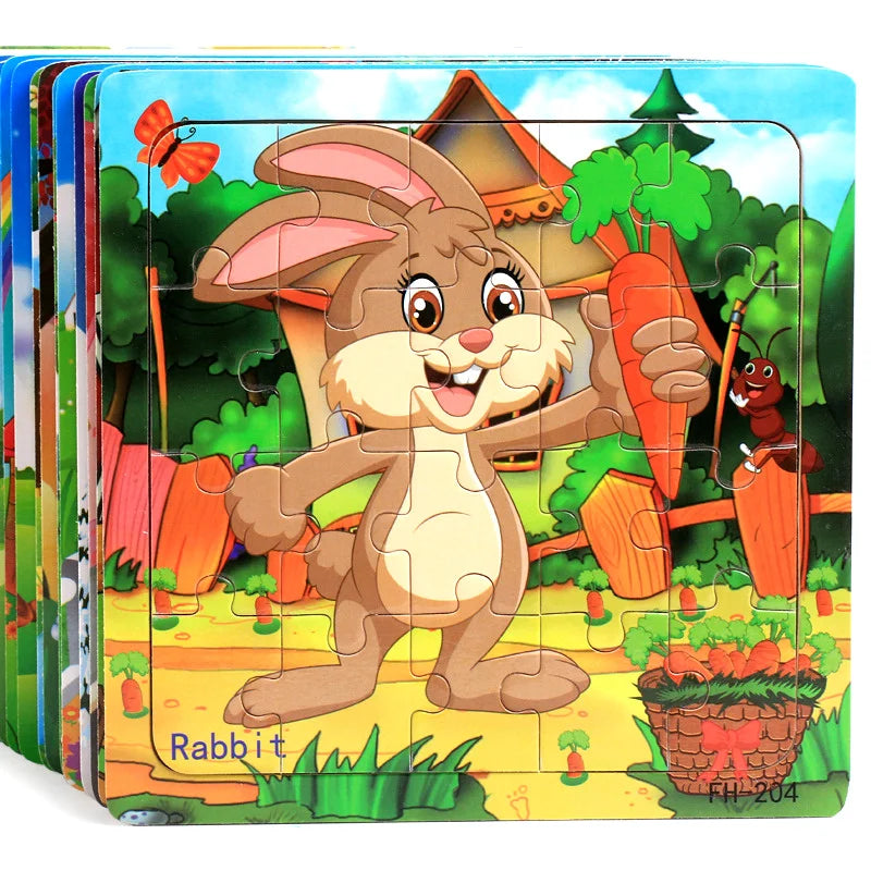 Puzzle Véhicules & Animaux Montessori – 20 Pièces en Bois 3-6 ans