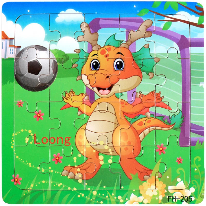 Puzzle Véhicules & Animaux Montessori – 20 Pièces en Bois 3-6 ans