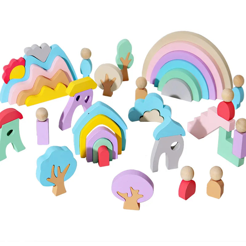 Arc-en-Ciel Empilable Montessori – Jouet en Bois Éducatif 1-4 ans