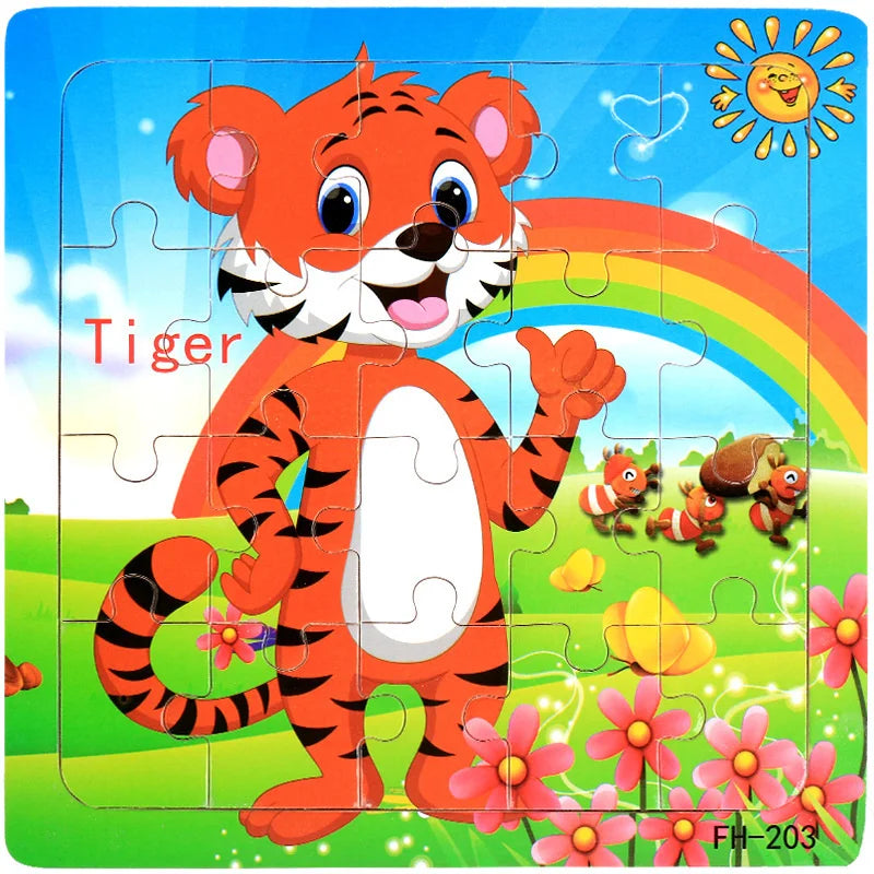 Puzzle Véhicules & Animaux Montessori – 20 Pièces en Bois 3-6 ans