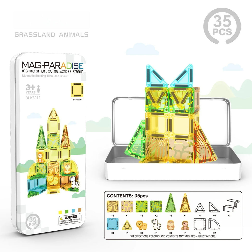 Montessori Magnetic Building Tiles 3-8 Years Old