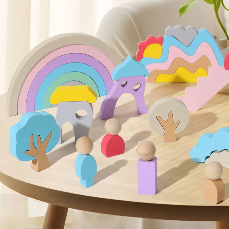 Arc-en-Ciel Empilable Montessori – Jouet en Bois Éducatif 1-4 ans