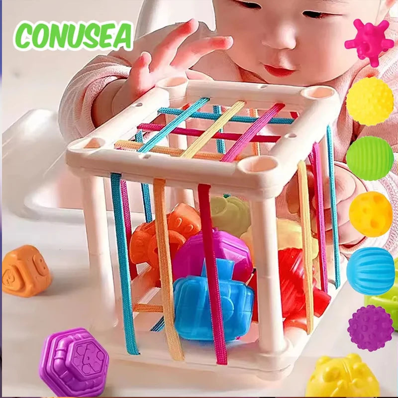 Jouets Sensoriels Montessori – Tri de Formes & Blocs Colorés 18 mois+