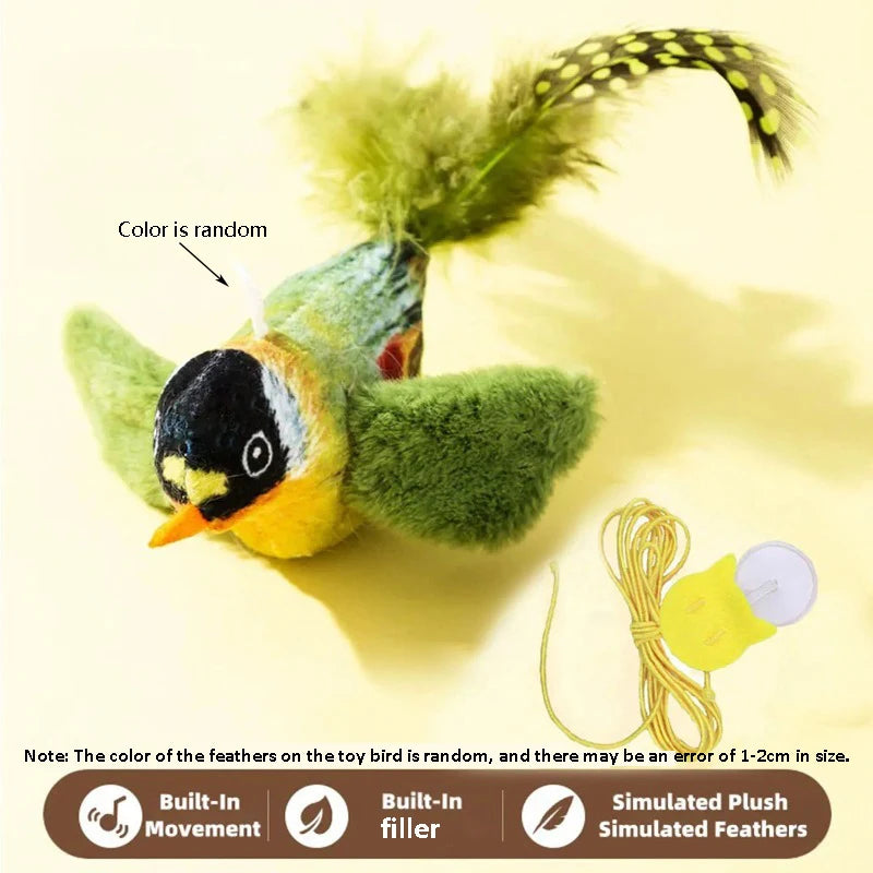 Jouet Chat Interactif – Corde Élastique avec Chant d'Oiseau