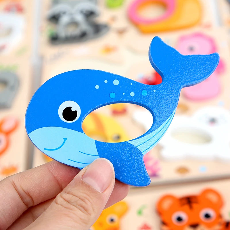 Puzzle Animaux 3D Montessori – Jeu Éducatif en Bois 2-6 ans