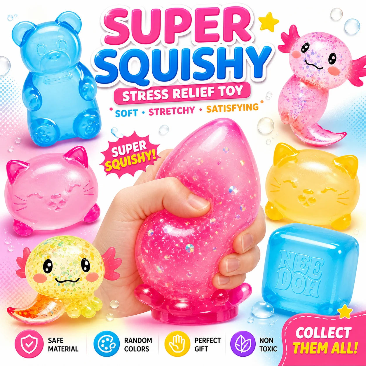 Balle Anti-Stress Squeeze Toy - Jouet Sensoriel Enfant Anti-Anxiété