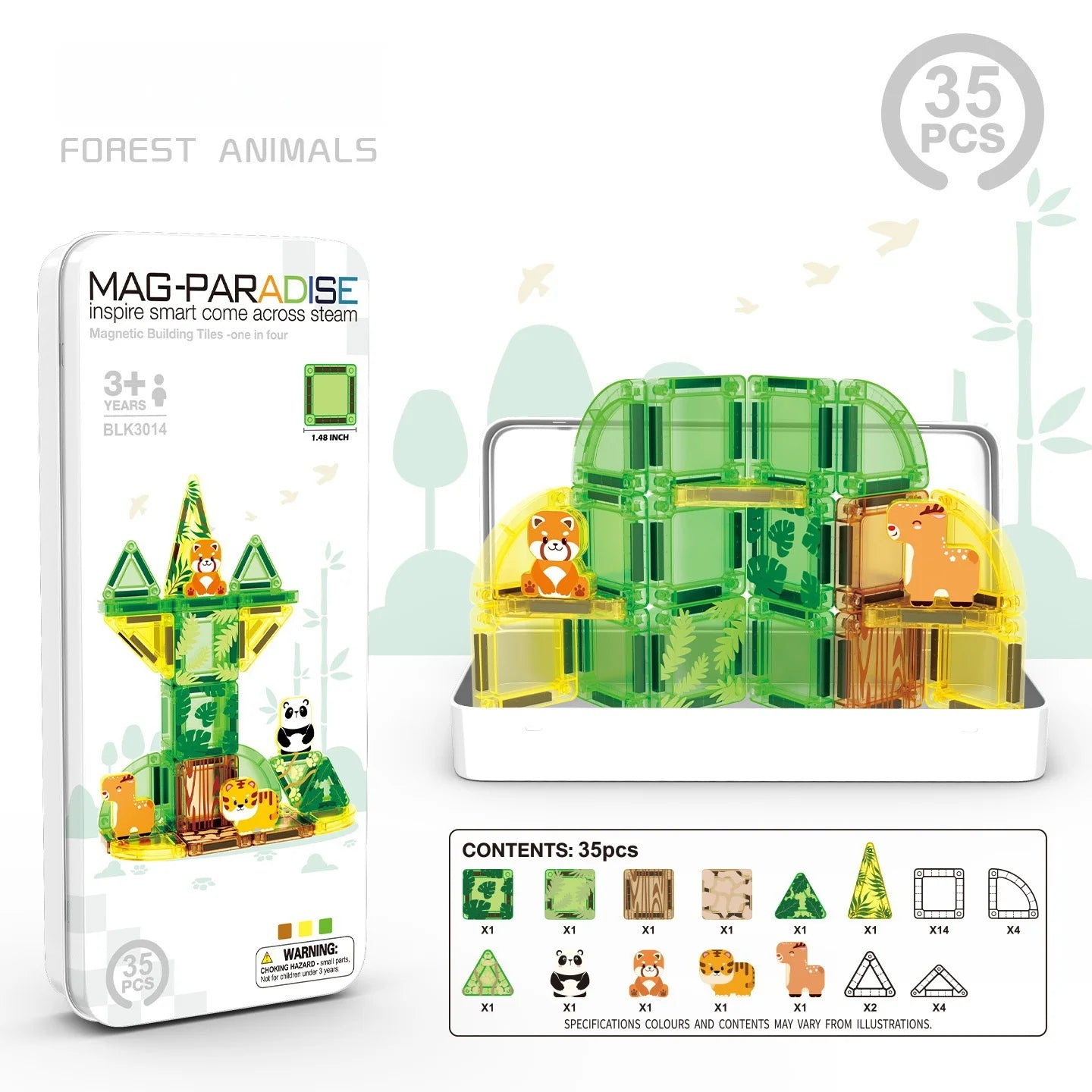 Tuiles Magnétiques de Construction Montessori 3-8 ans